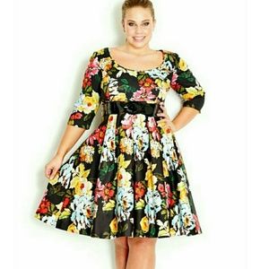 City Chic Wild Floral midi dress s(16)
